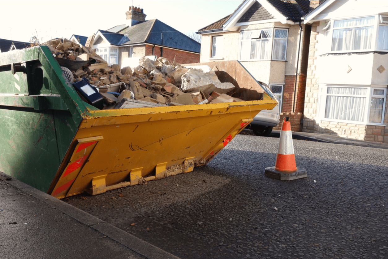 skip hire on road with a permit